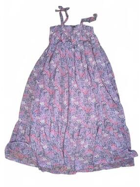 Btween 6Y Purple Floral Girls' Dress with Adjustable Shoulder Ties